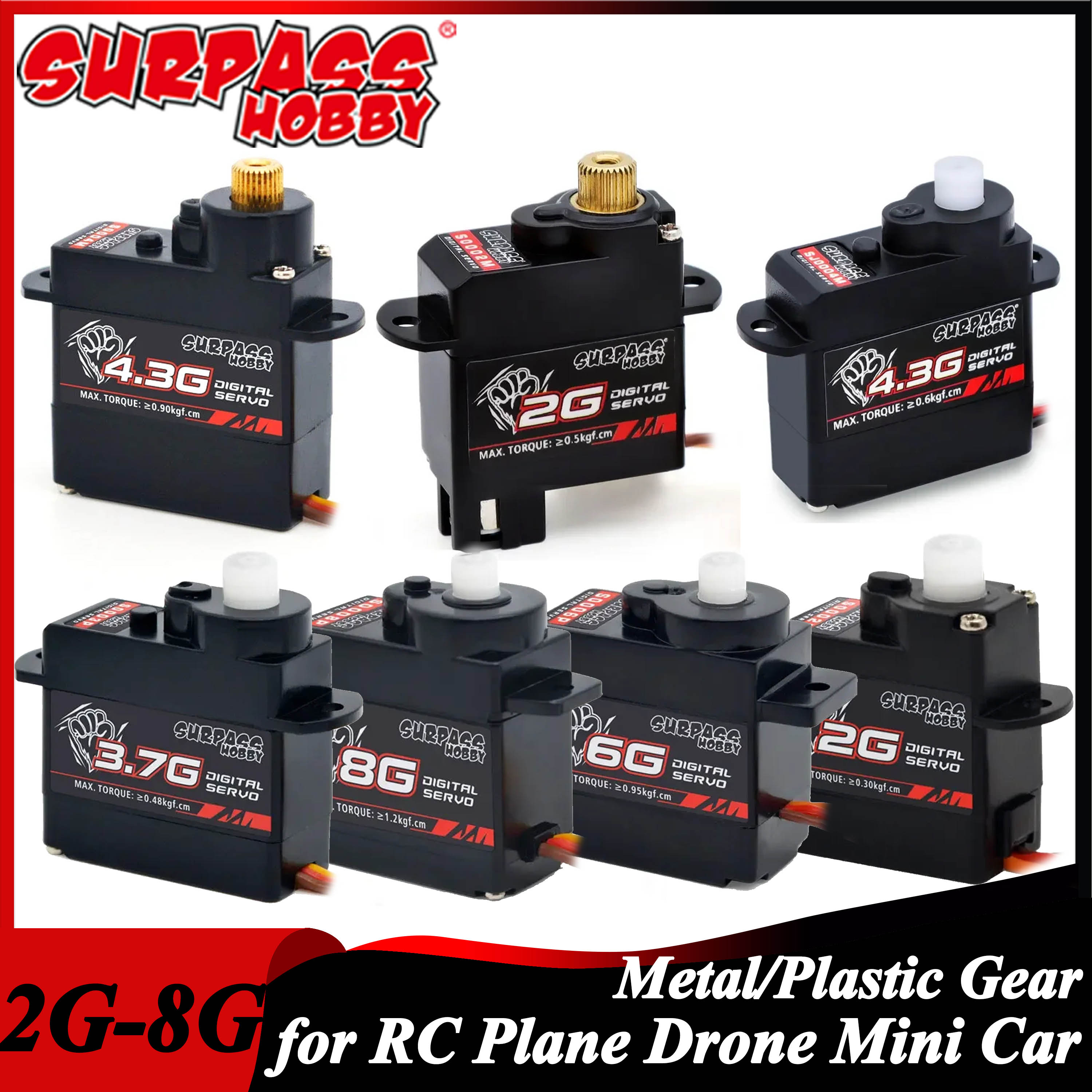 Surpass Hobby 2g 3.7g 4.3g 6g  - Rc Helicopter Servo avis et prix