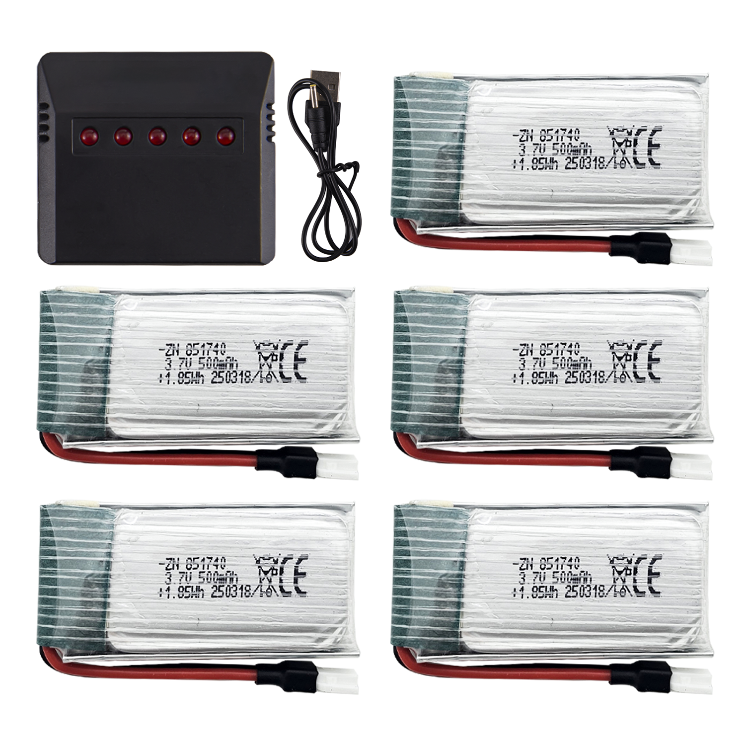 5Pcs 3.7V 500mAh LiPo Batterie - Rc Helicopter Charger avis et prix
