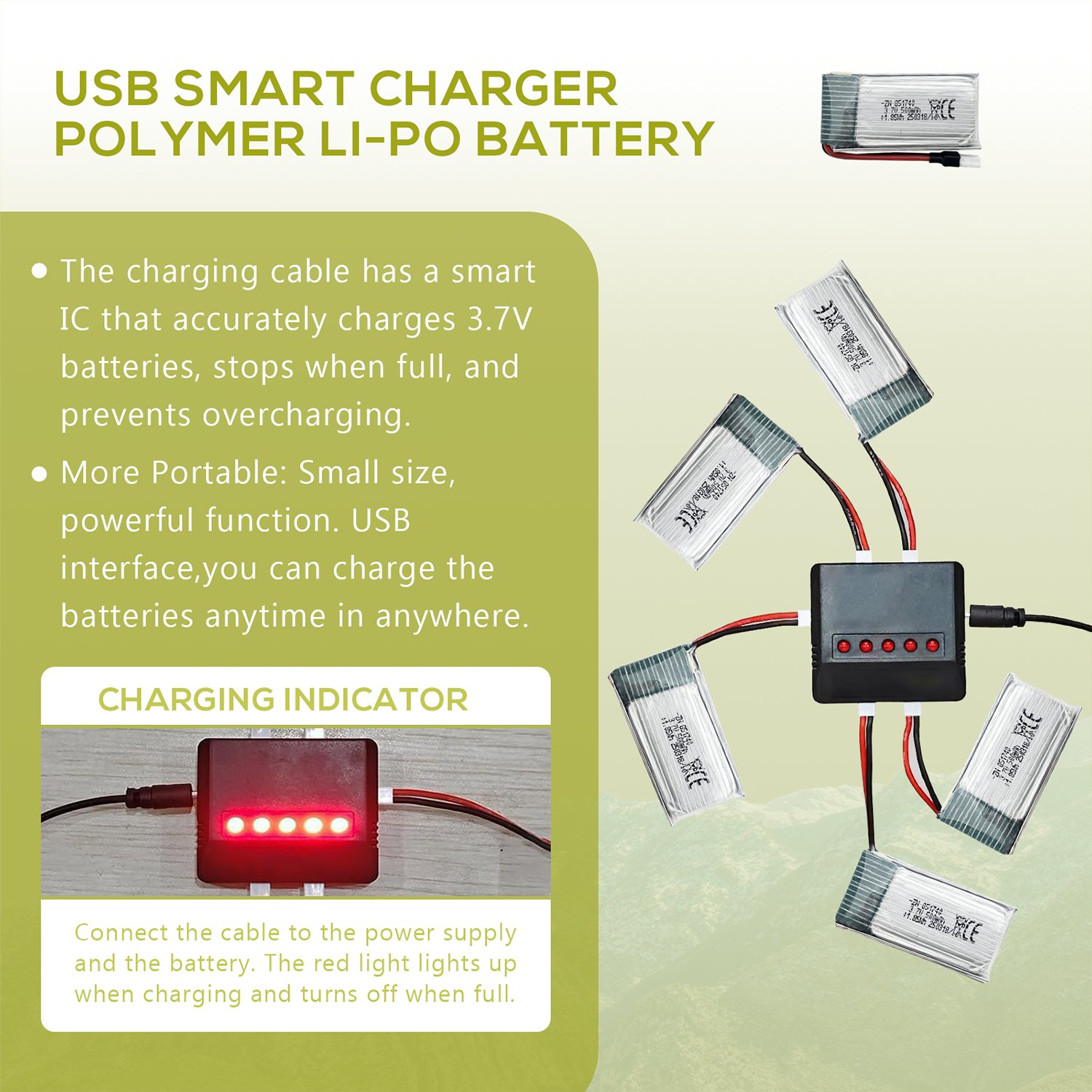 5Pcs 3.7V 500mAh LiPo Batterie - Rc Helicopter Charger avis et prix